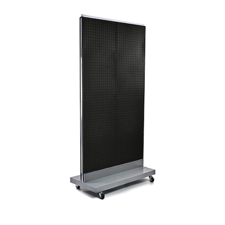 Azar Displays Two-Sided Double Pegboard Floor Display on Wheeled Base 700732-BLK